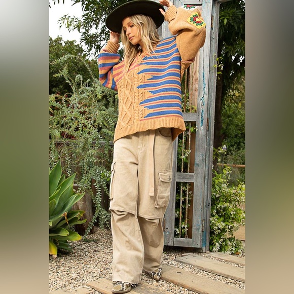 #62  CLOSEOUT FIRM PRICE 🌸New! Pol Gorgeous Patches Two Sided Precious Sweater - Picture 4 of 5